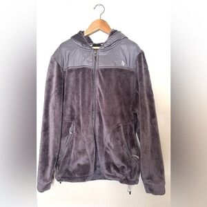 The North Face Gray Faux Fur Drawstring Bottom Womens Hooded Jacket Size M